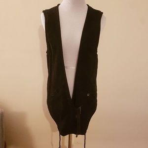 NWT Suit Black Medium Suede Vest